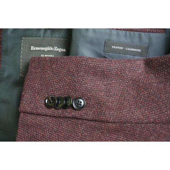 Ermenegildo Zegna Trofeo Cashmere Merlot Red Woven Sport Coat Jacket Sz 46S